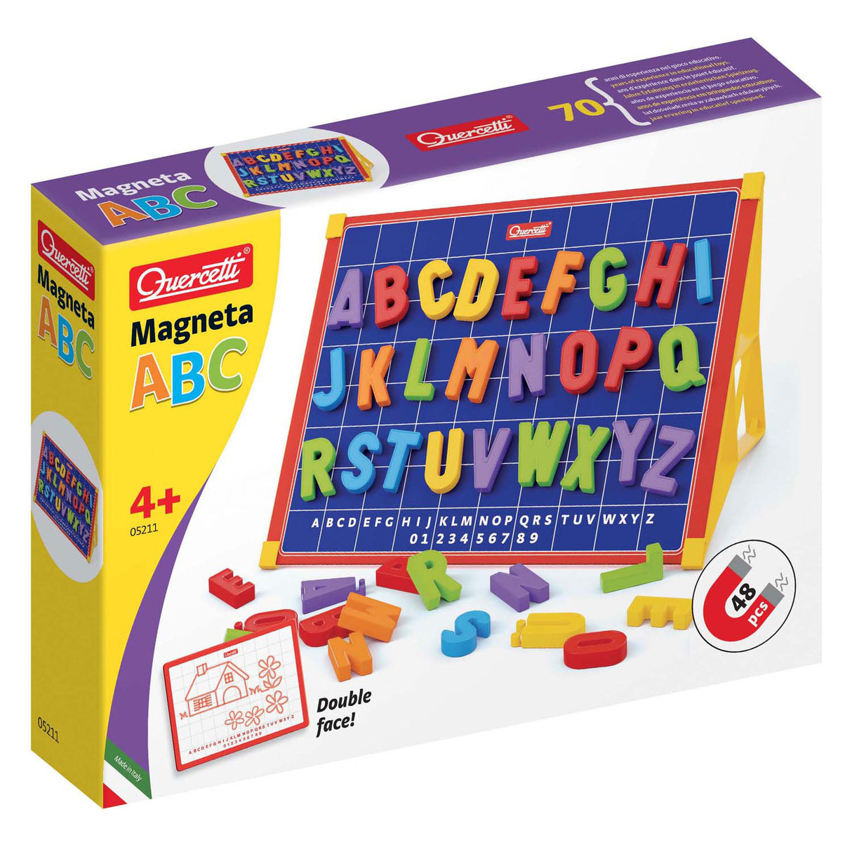 Tableau magnétique Quercetti incl. Aimants ABC lettres majuscules, 53 pcs.
