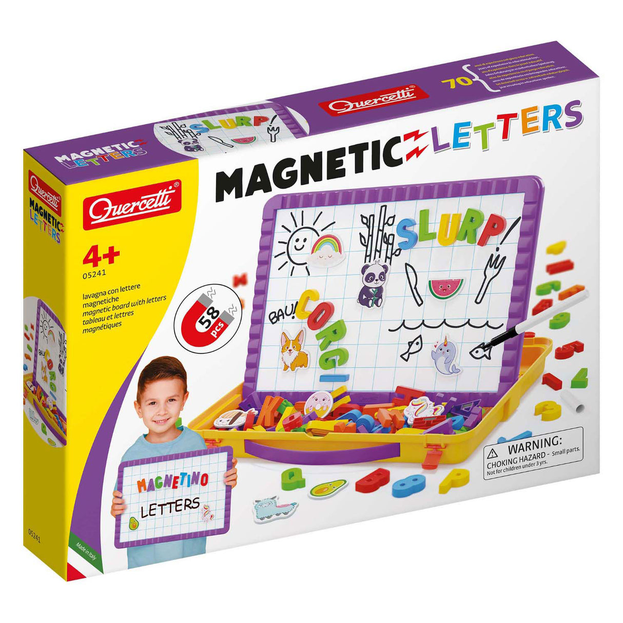 Quercetti magnétique lettres magnétiques 2 en 1 58 pièces