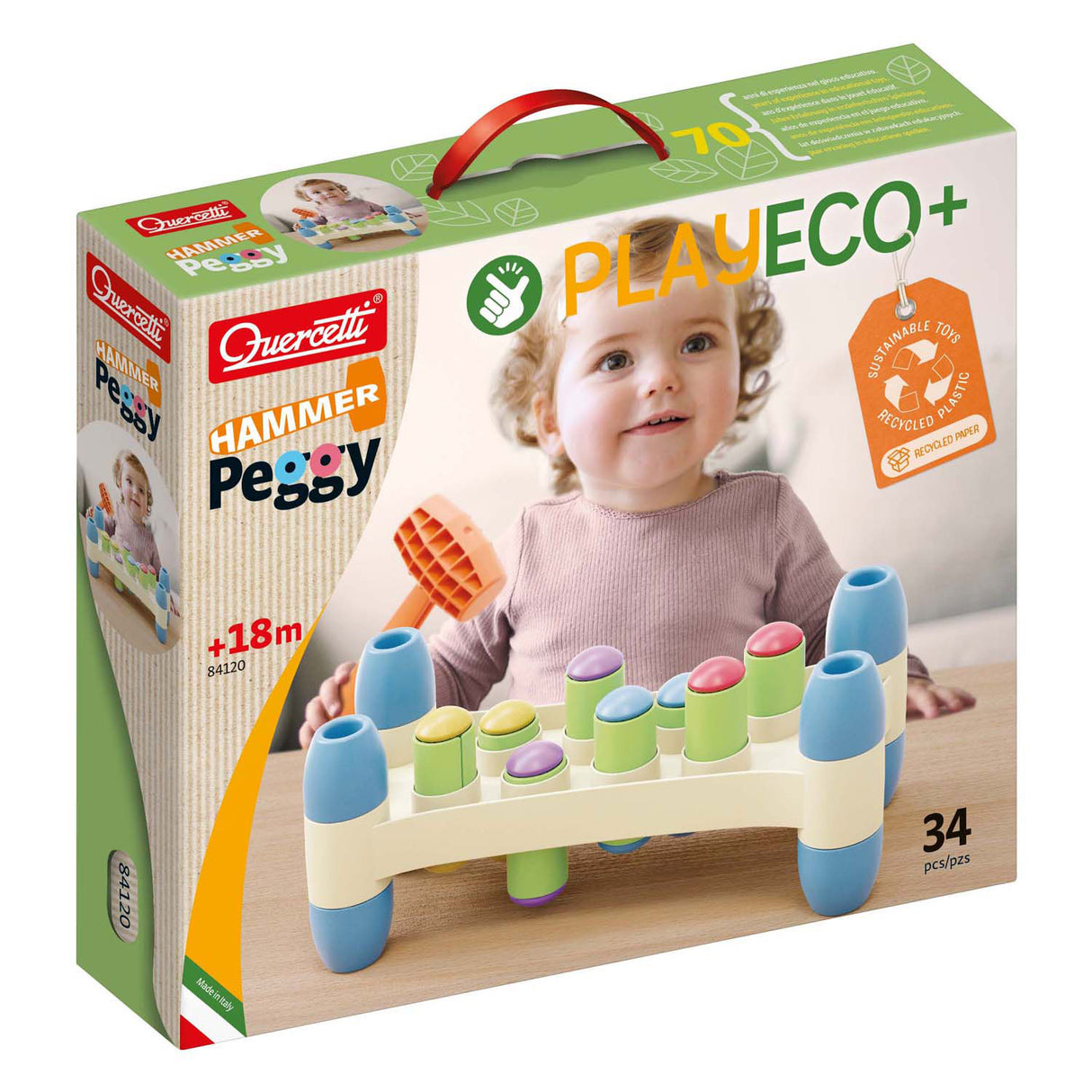 Quercetti play eco+ banc marteau peggy (34 pièces)