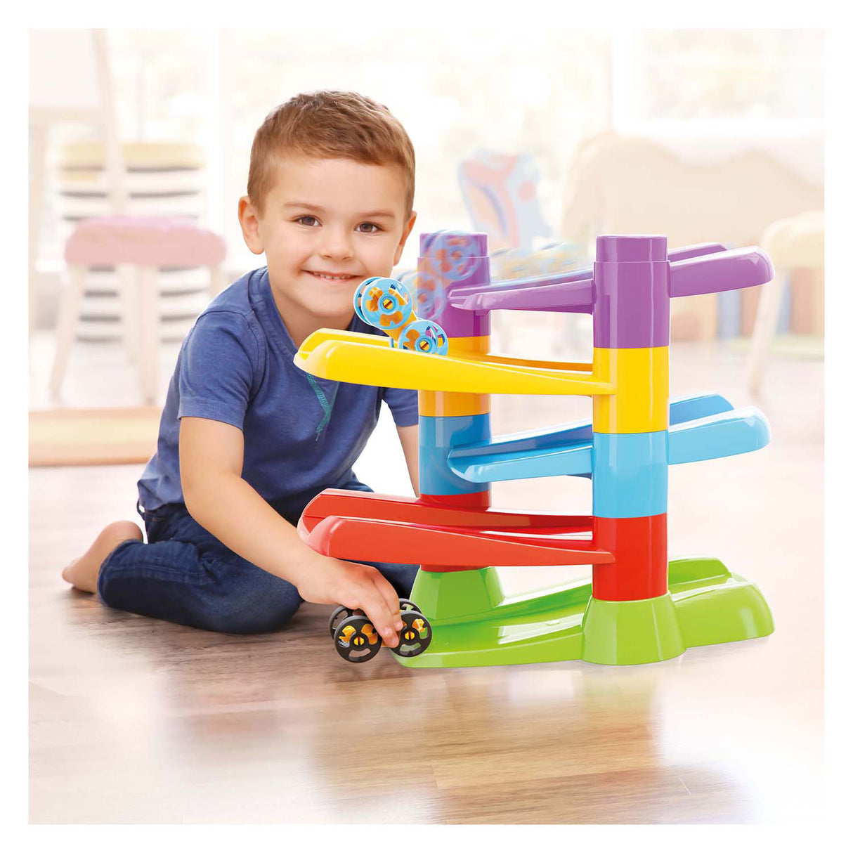 Circuit de course Quercetti avec voitures flip, 7 parties.