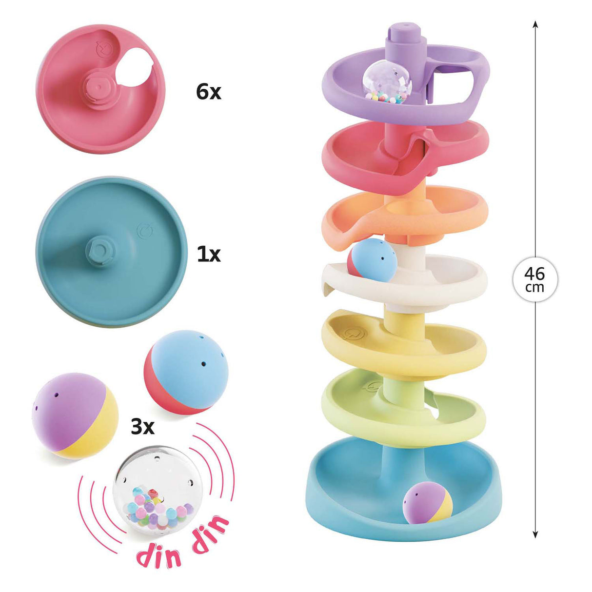 Quercetti joue à la tour de balle écologique, 10 pcs.