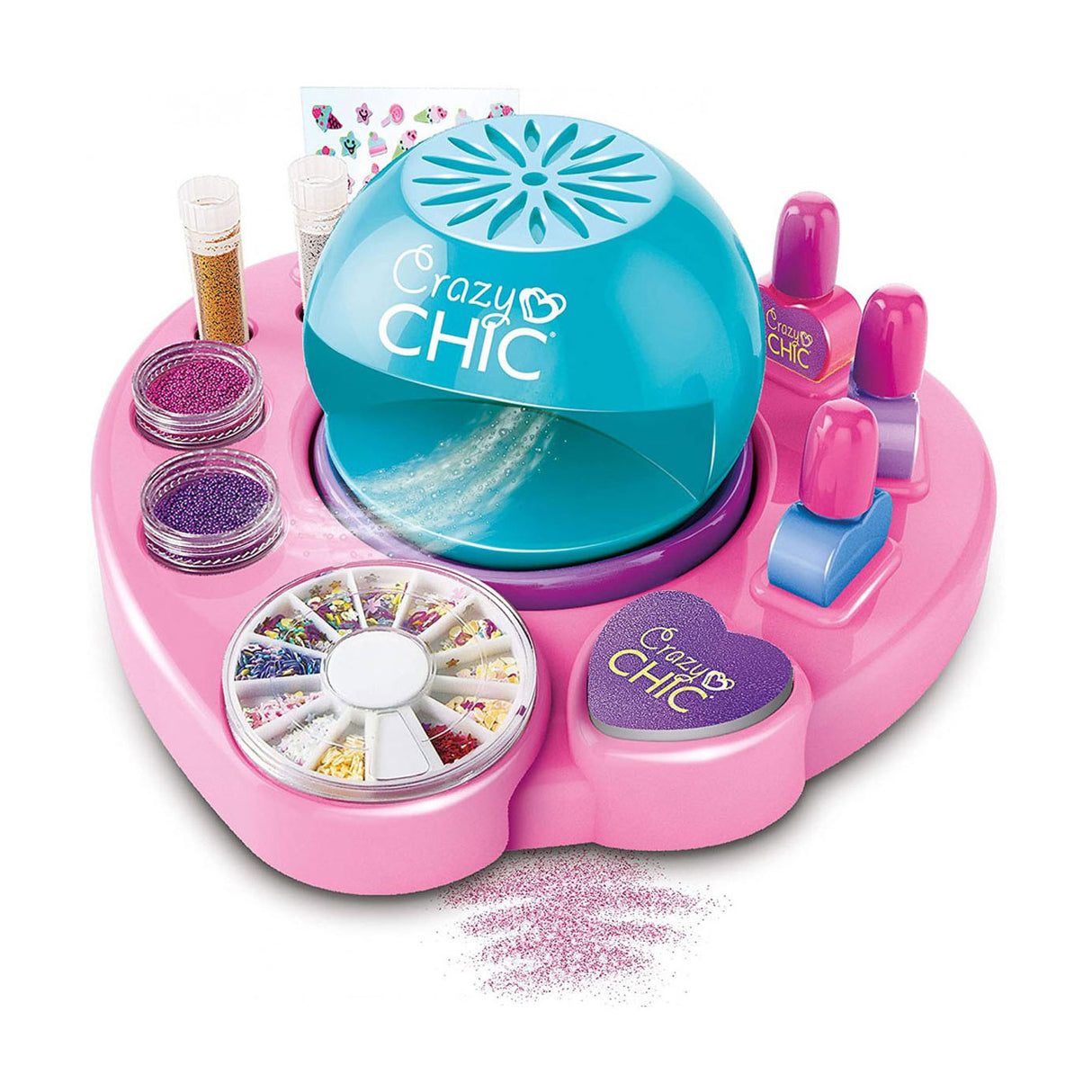 Clementoni crazy chic - nail studio - vernis à ongles enfant avec lampe séchante - 12 pièces - à partir de 12 ans