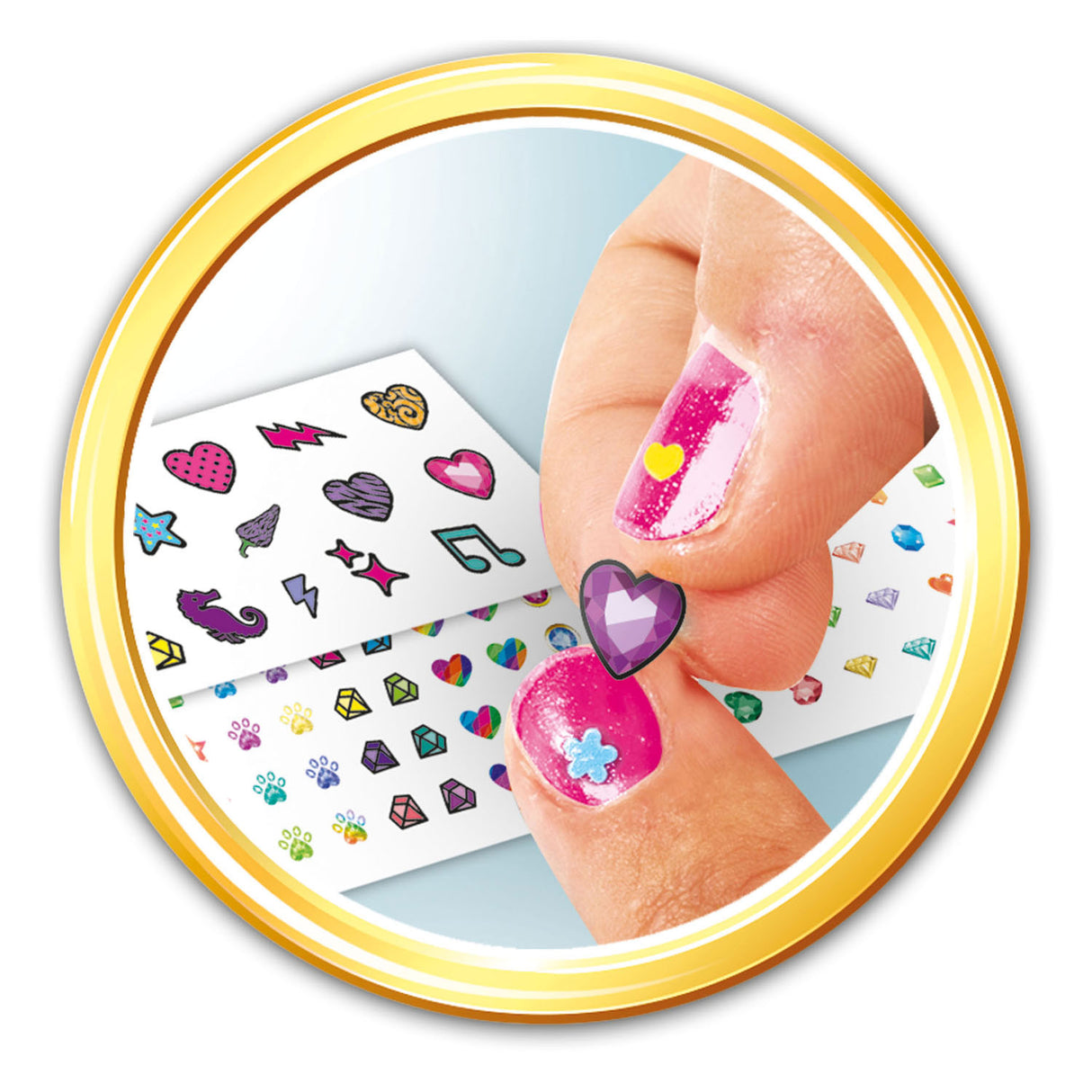 Clementoni crazy chic - studio de manucure pour enfants - vernis à ongles enfant avec autocollants, paillettes et sèche-ongles - à partir de 6 ans