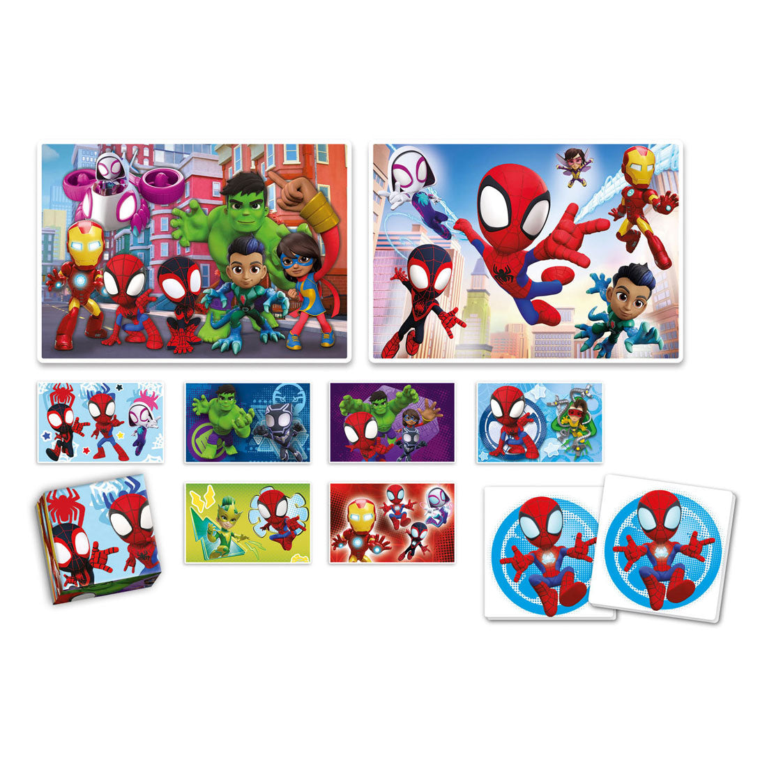 Clementoni - Coffret de jeu Spidey 4 en 1 - jeux multiples - 2 puzzles - jeu de mémoire - 6 blocs - jouets éducatifs - à partir de 6 ans