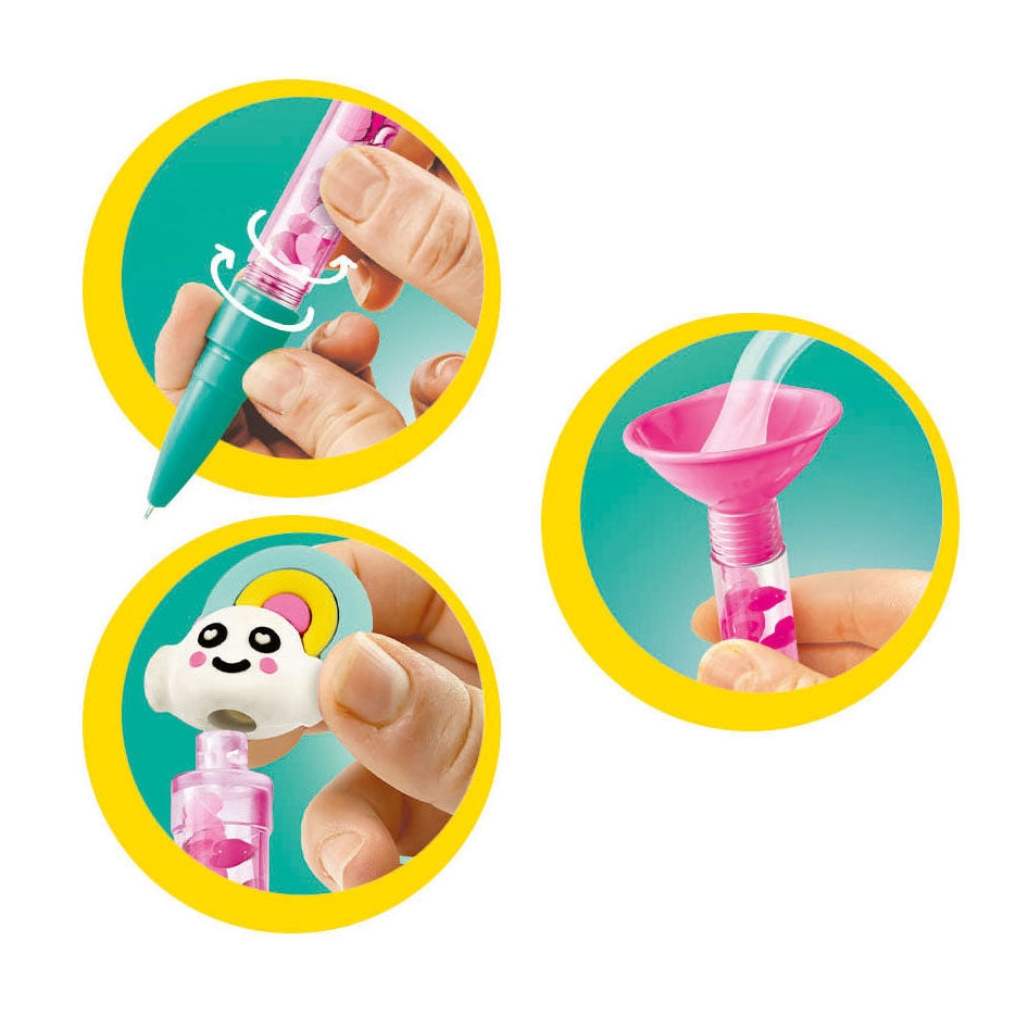 Idée Clementoni - stylos à paillettes - paquet de bricolage rempli d'accessoires - le cadeau créatif - fabriquer des stylos à paillettes - à partir de 6 ans