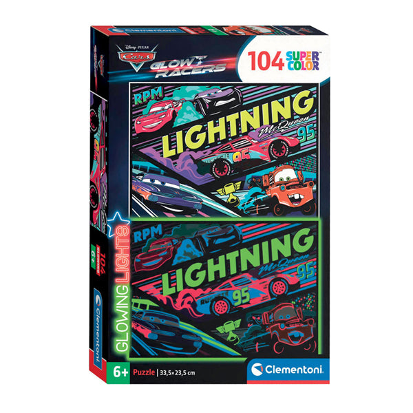 Clementoni Puzzle Puzzle Super Color Lights Glowing - Cars, 104st.