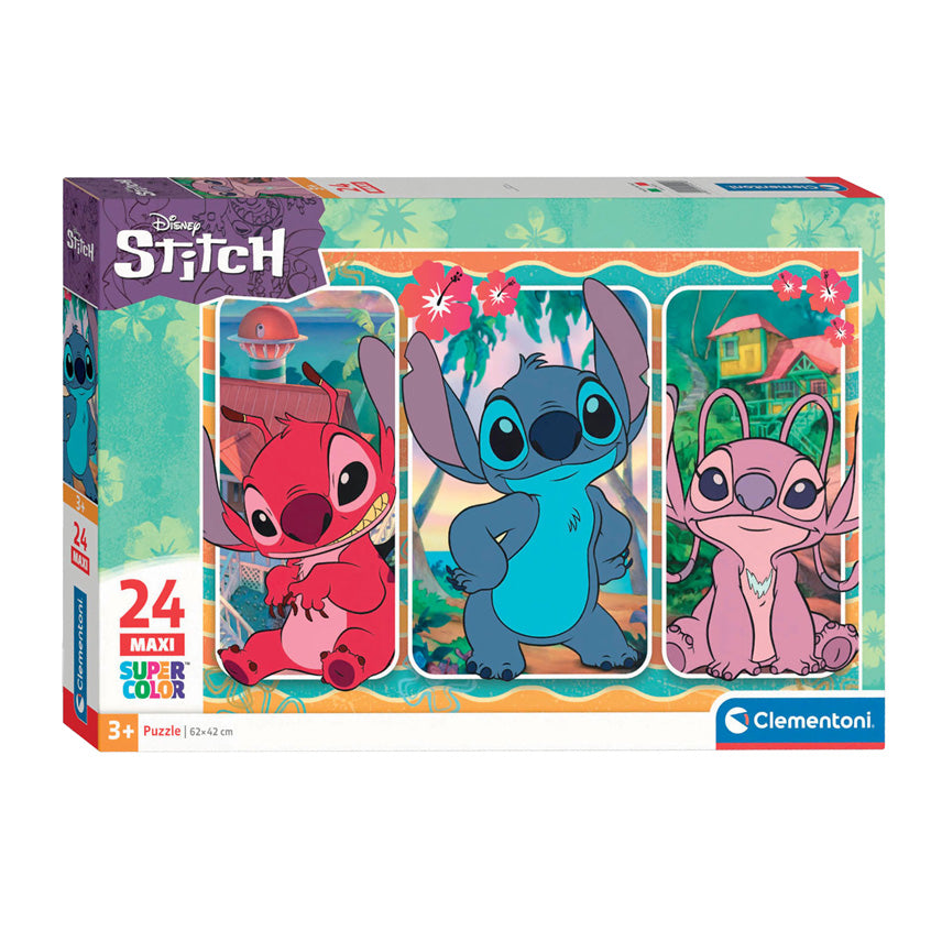 Clementoni Jigsaw Puzzle Super Color Maxi Disney Stitch, 24e.