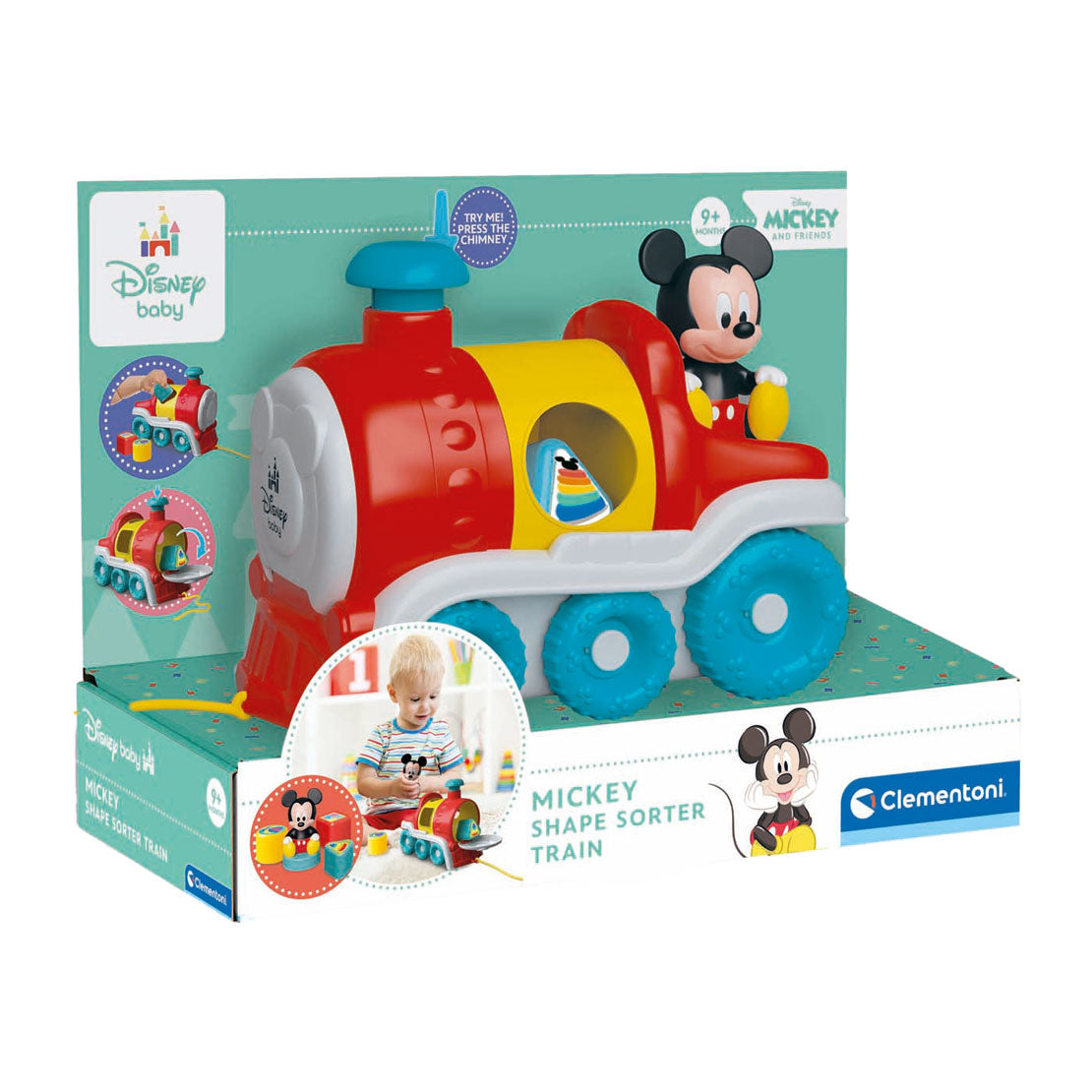 Clementoni - Train trieur de formes Disney - Mickey Mouse - dès 9 mois