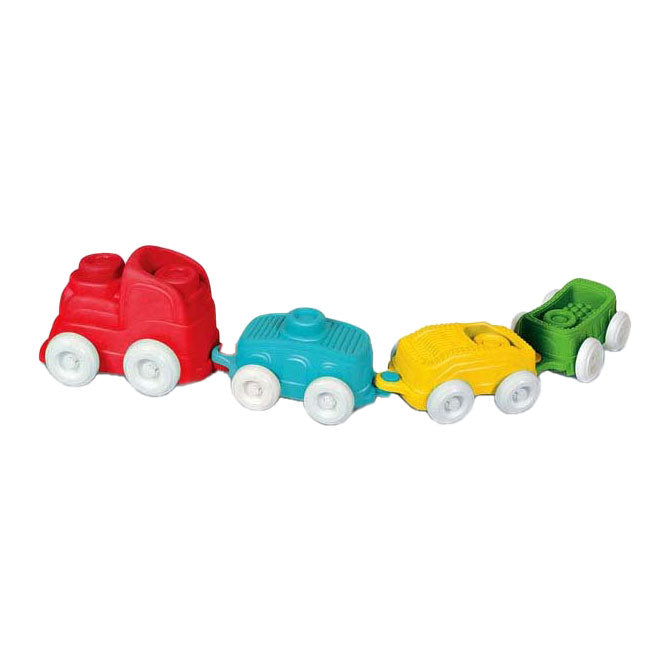 Clementoni baby - train sensoriel Clemmy avec blocs souples, 12 pièces.