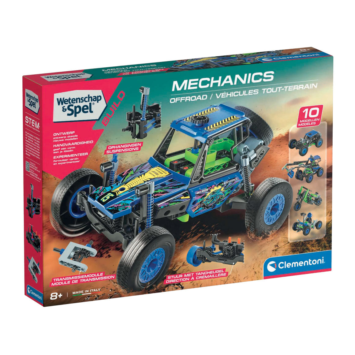 Clementoni science and games - ensemble de construction mécanique tout-terrain, 10 modèles