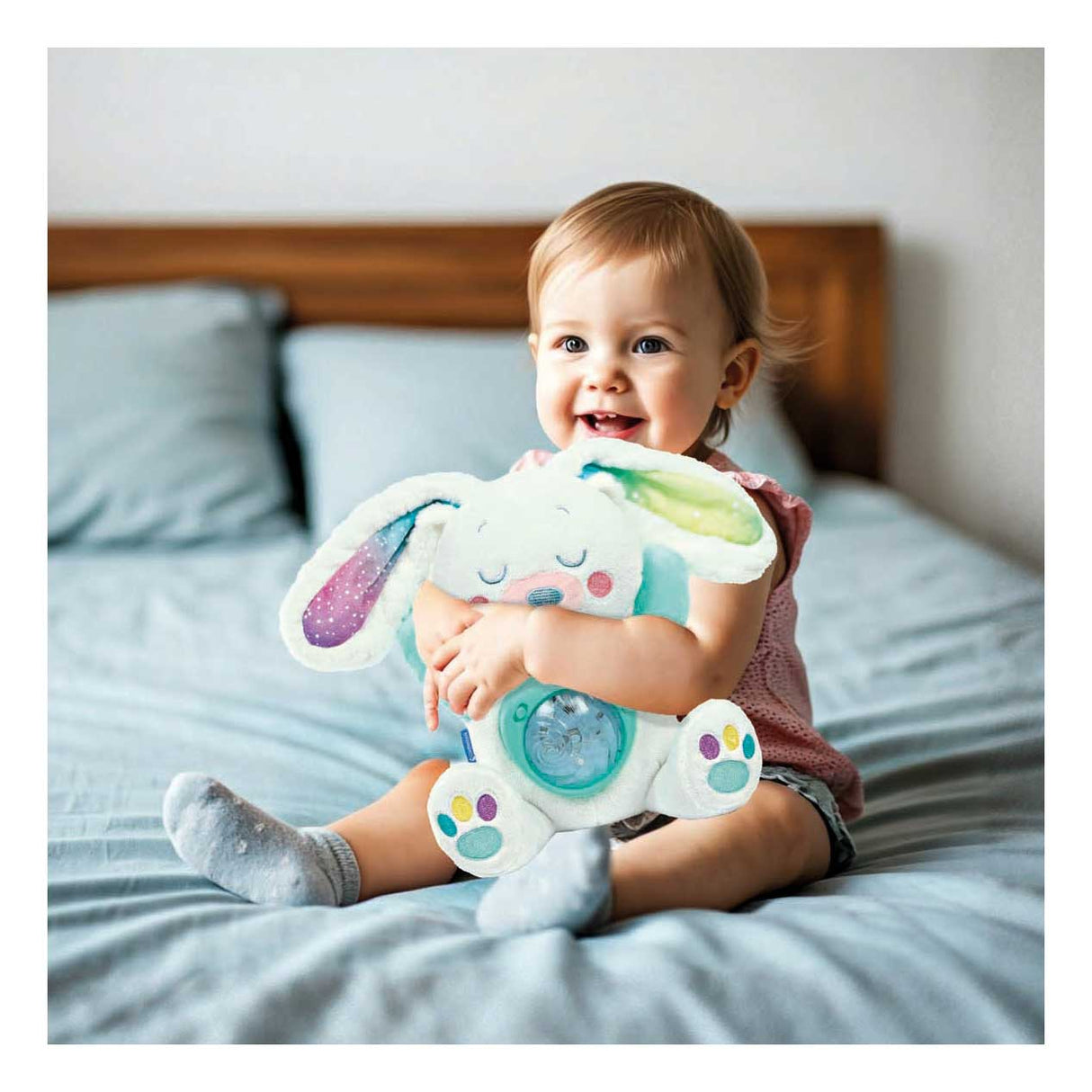 Clementoni - jouet bébé - peluche avec projecteur d'aurores boréales - à partir de 0 mois