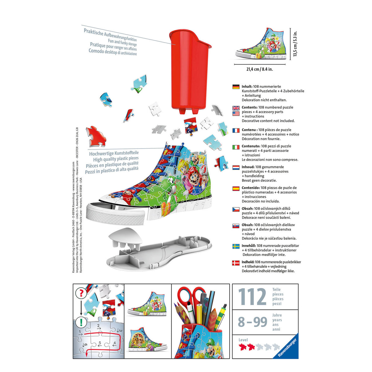 Ravensburger sneaker super mario - puzzle 3D - 108 pièces