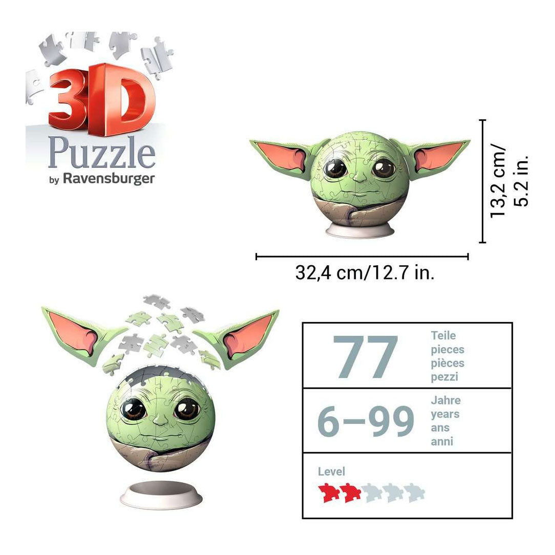 Grogu mandalorien Ravensburger avec oreilles - puzzle 3D