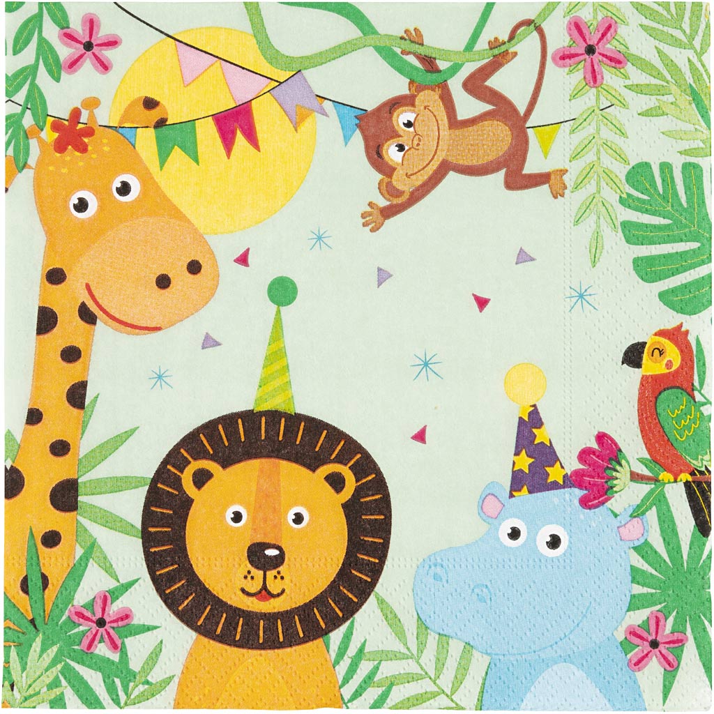 Creativ company serviettes, fêtards, dim. 33x33 cm, 20 pièces, 1 boîte