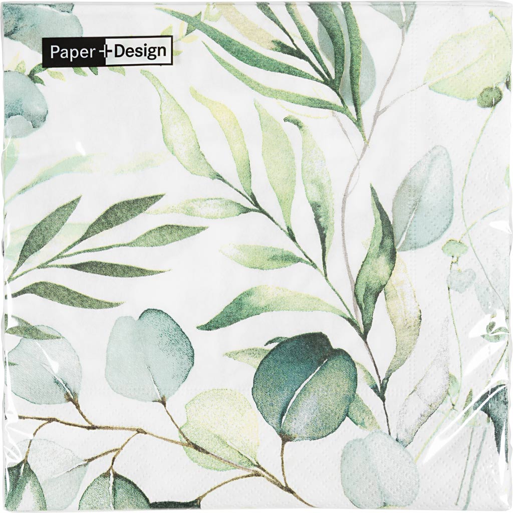 Creativ company serviettes duni eucalyptus blanc 33x33cm