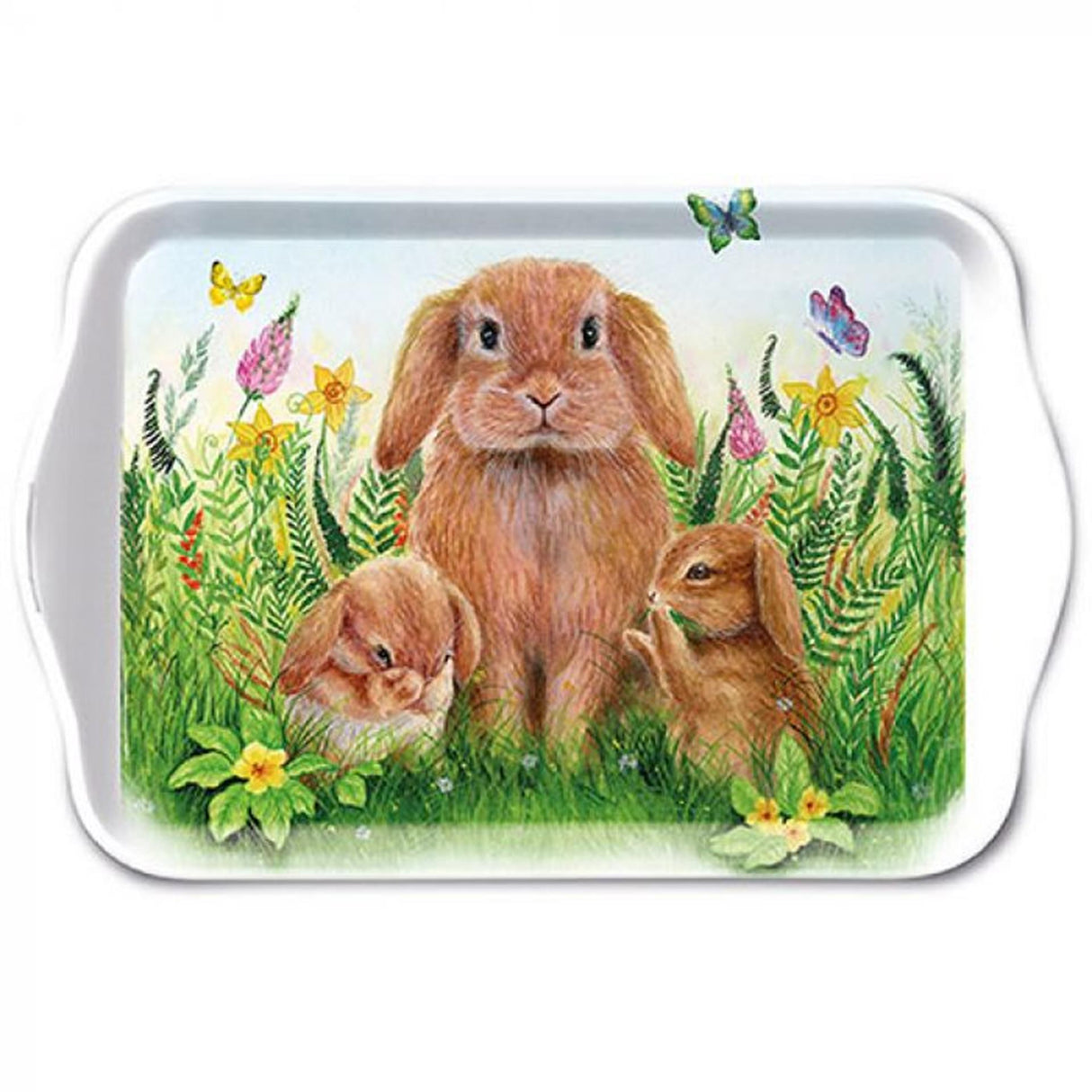 Plateau Ambiente famille de lapins 13x21cm