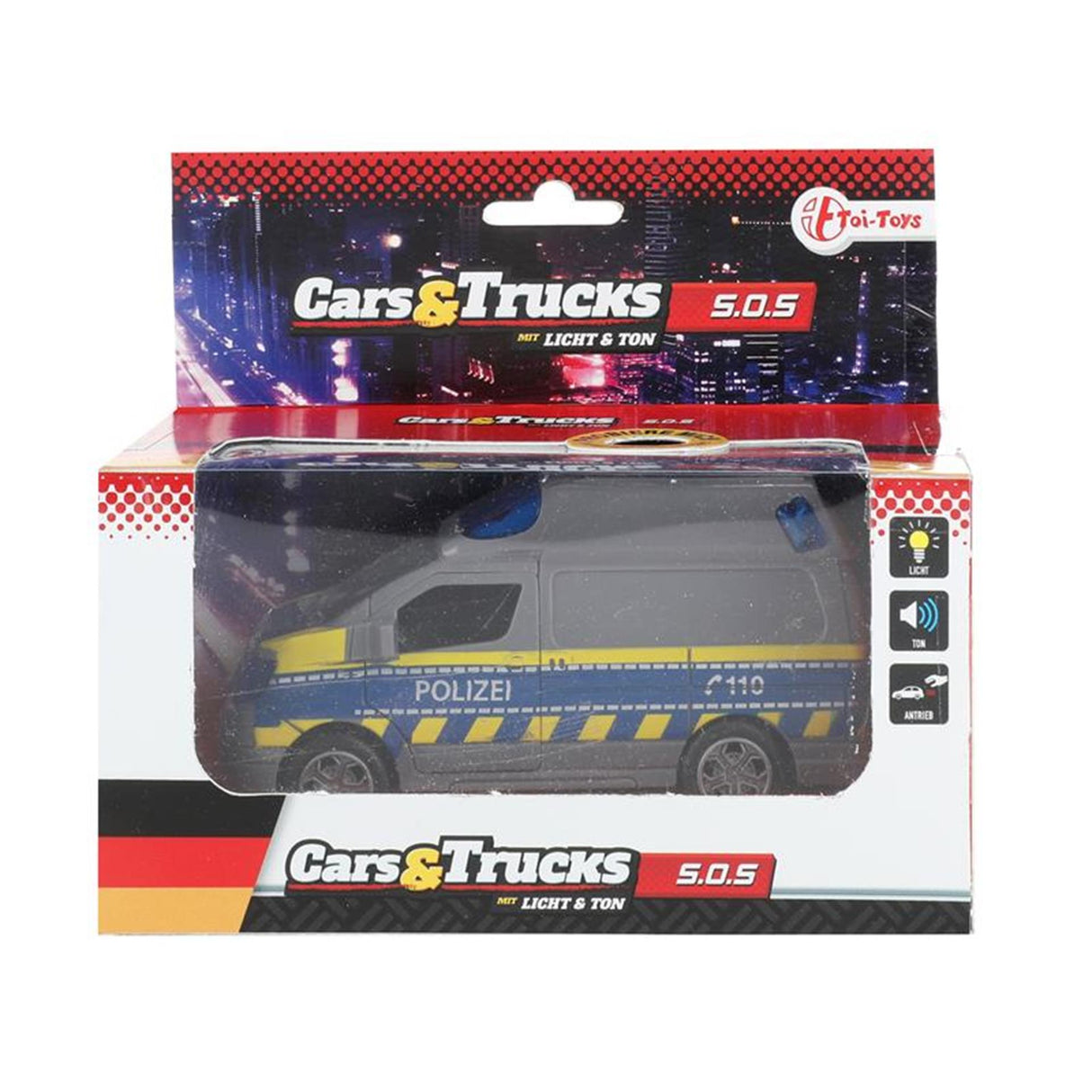 Toi-toys toi jouets voitures camions bus de police 12cm friction avec lumière et son (version allemande)