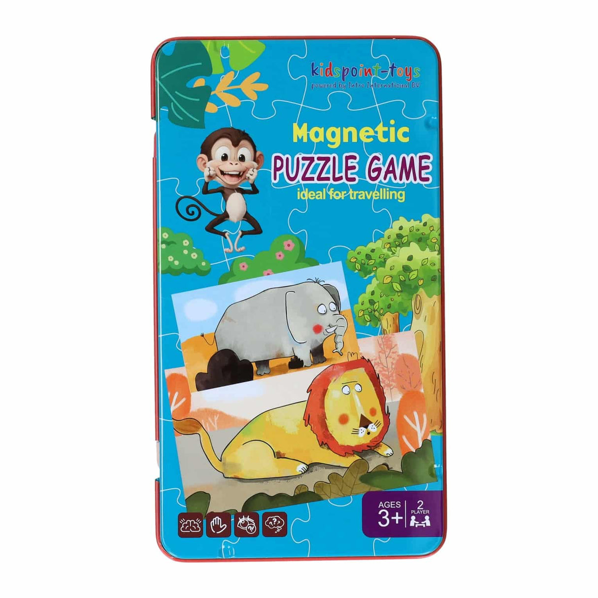 Jeu de voyage magnétique d'introduction en puzzles d'animaux en conserve, 18 pcs.