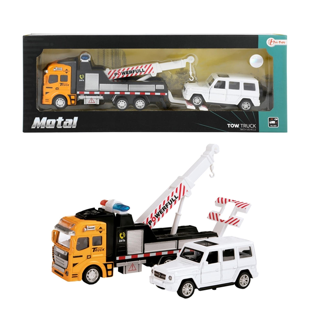 Toi-toys dépanneuse en métal avec voiture, 2 pièces.
