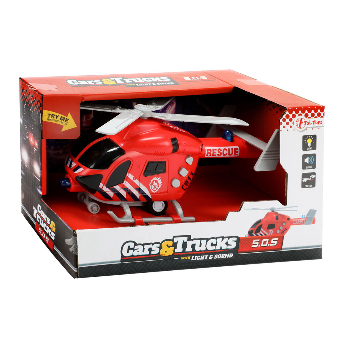 Toi-toys vehicool hélicoptère de pompiers avec lumière et son