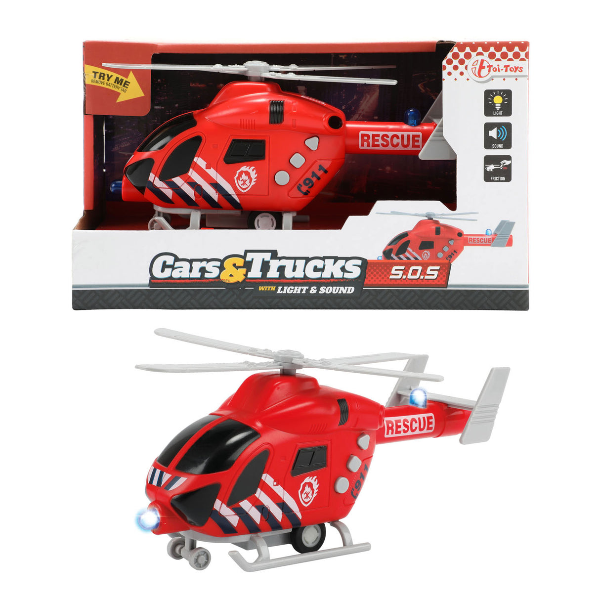 Toi-toys vehicool hélicoptère de pompiers avec lumière et son