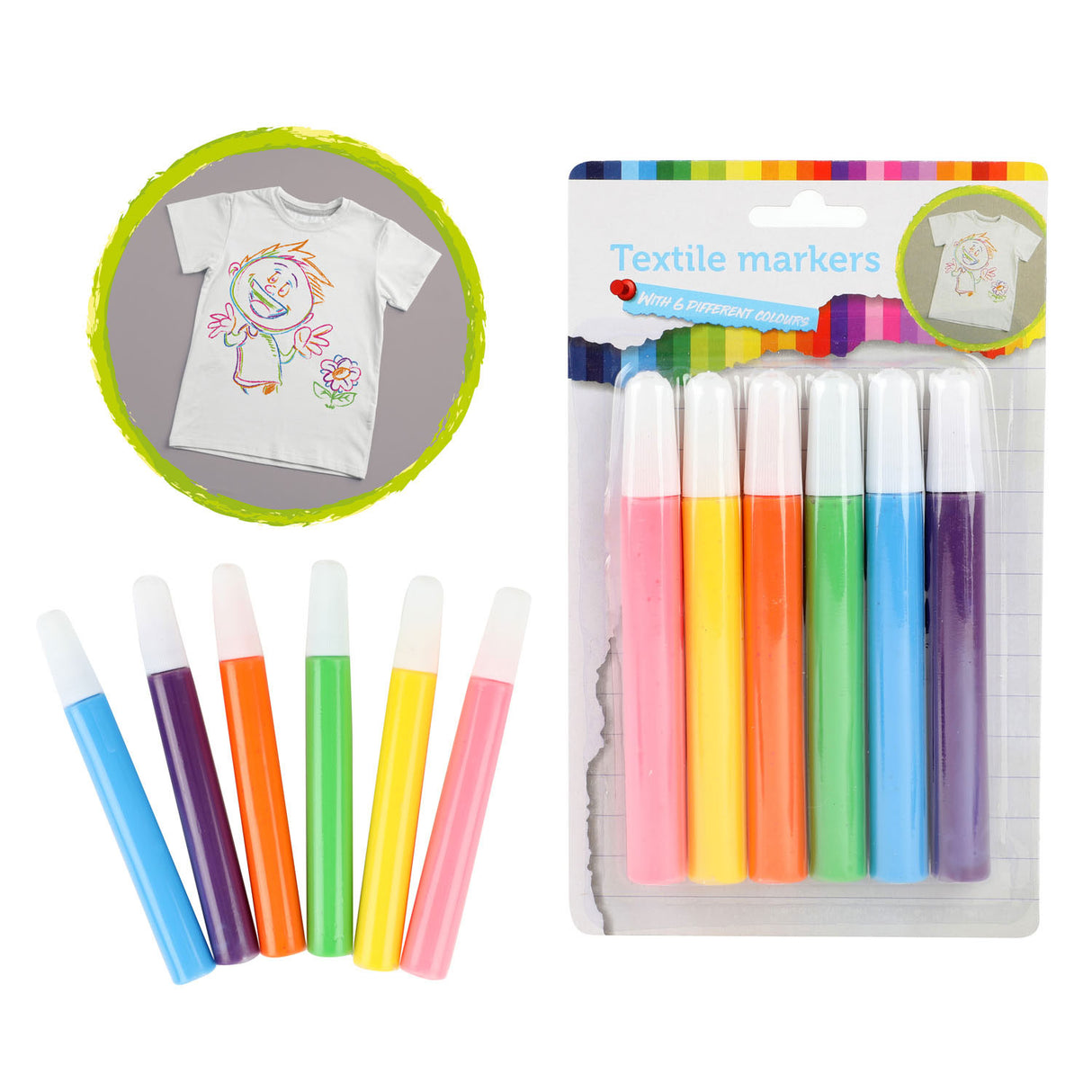 Toi-toys marqueurs textiles tropicaux, 6 pcs.
