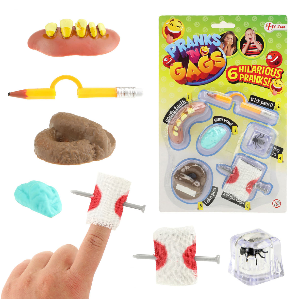 Toi-toys toi toys jouets farces 6 pièces sur carte