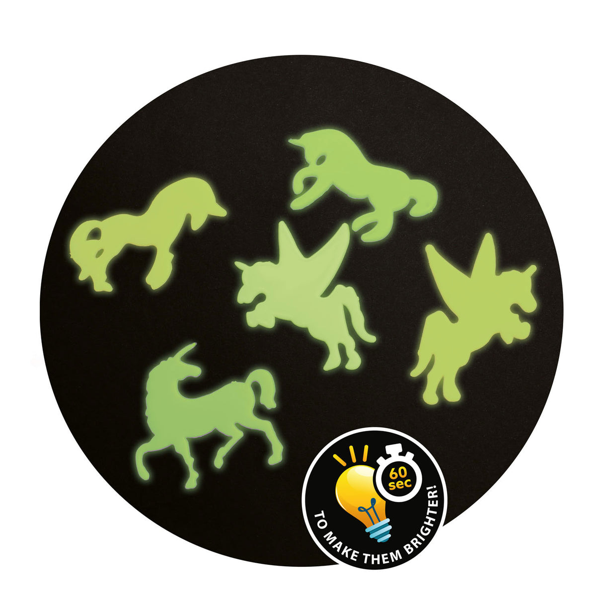 Toi-toys autocollants phosphorescents licorne