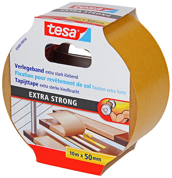 Tesa 1054488 - ruban adhésif pour tapis extra fort 10m x 50mm | 6 pièces