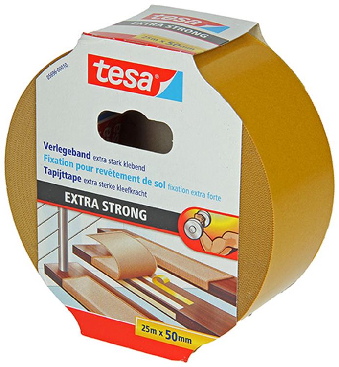Tesa 1054489 - ruban adhésif pour tapis extra fort 25m x 50mm | 6 pièces