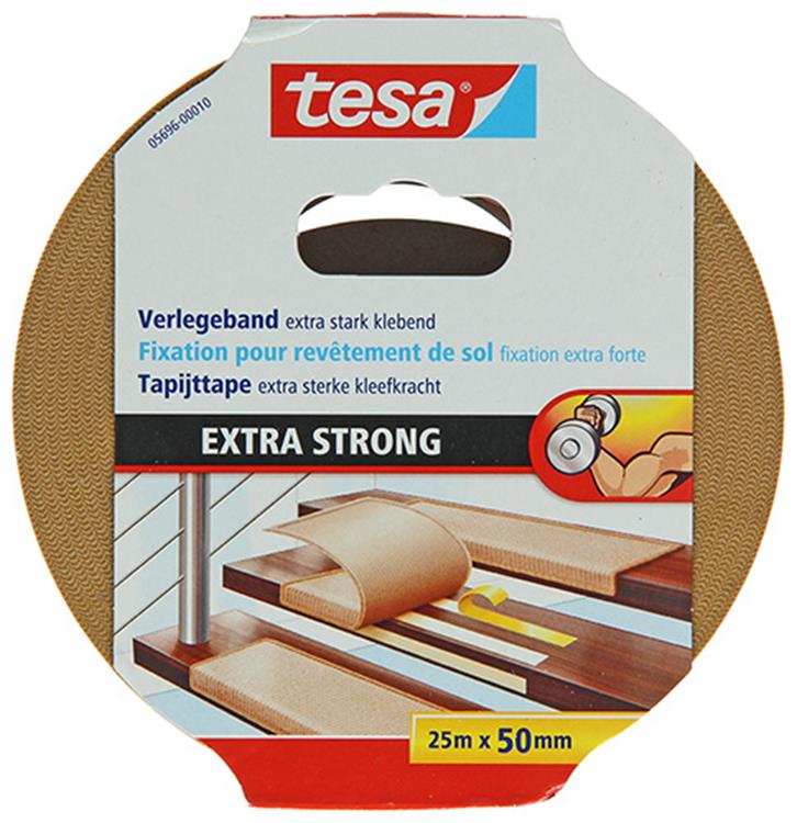 Tesa 1054489 - ruban adhésif pour tapis extra fort 25m x 50mm | 6 pièces