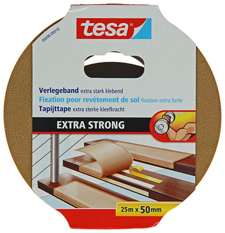 Tesa 1054489 - ruban adhésif pour tapis extra fort 25m x 50mm | 6 pièces