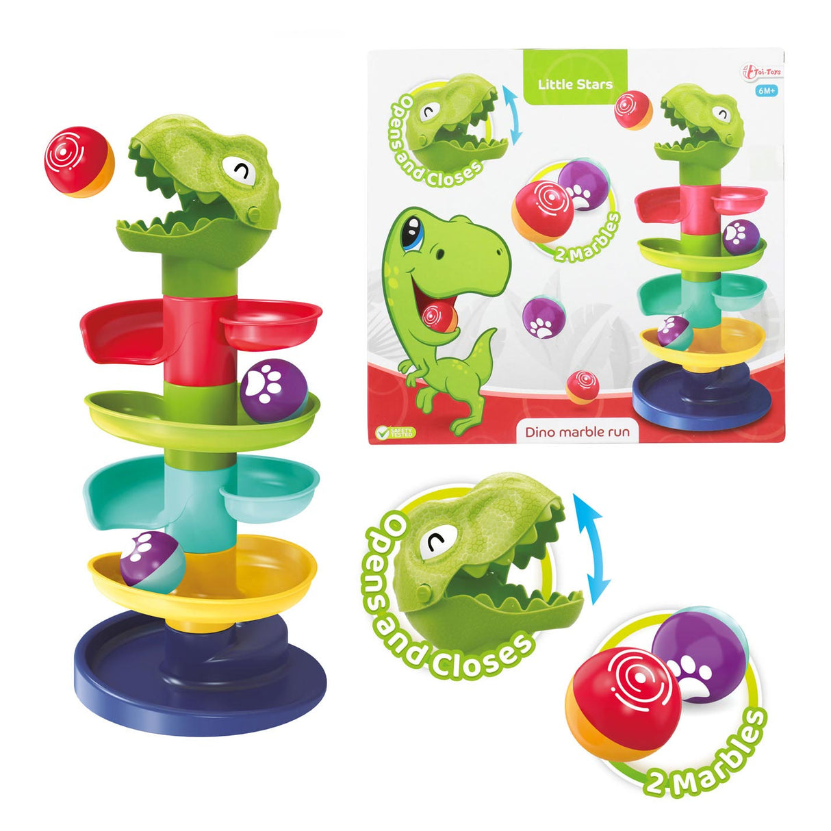 Toi-toys petites étoiles knikkerbaan dinosaurus