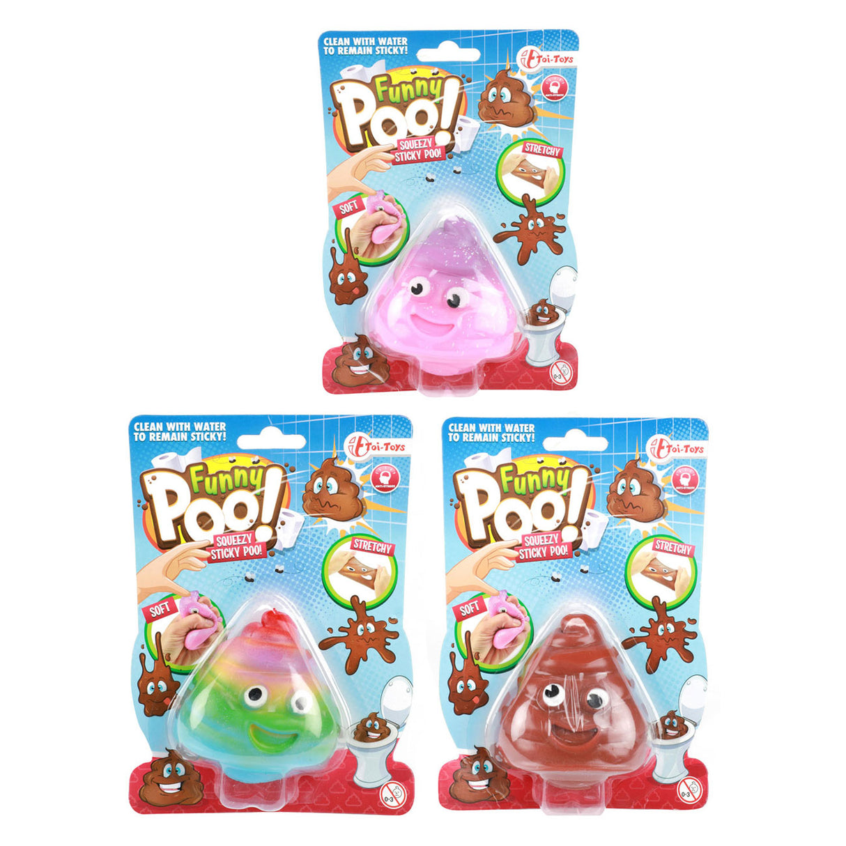 TOI-TOYS Funny Poo collante Écraser Souriage Souriant