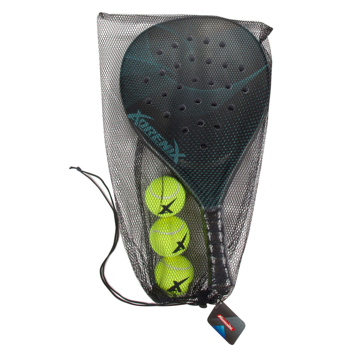 Adrenix set de padel raquette avec 3 balles - bleu