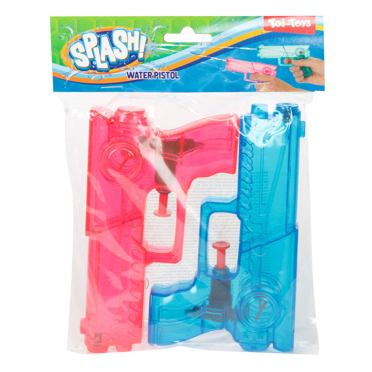 Toi-toys toi toys splash pistolet à eau transparent lot de 2 pièces 2 assortis