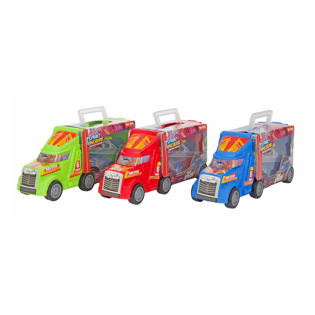 Camion turbo racers avec voitures de course, 3 parties.