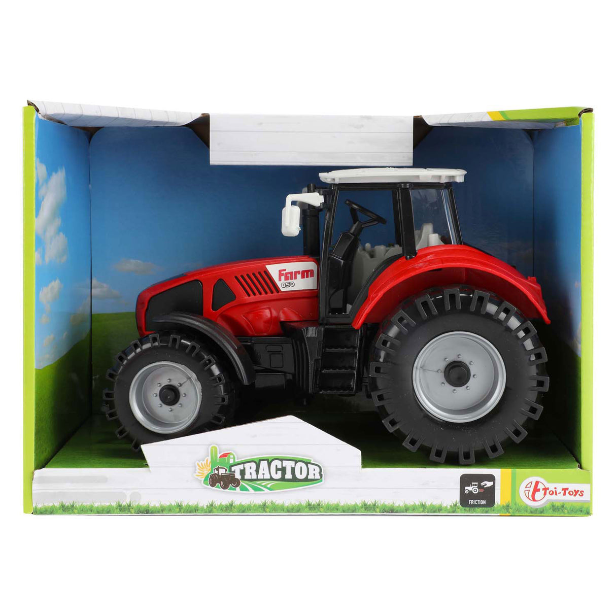 Tracteur à friction 19 cm rouge noir
