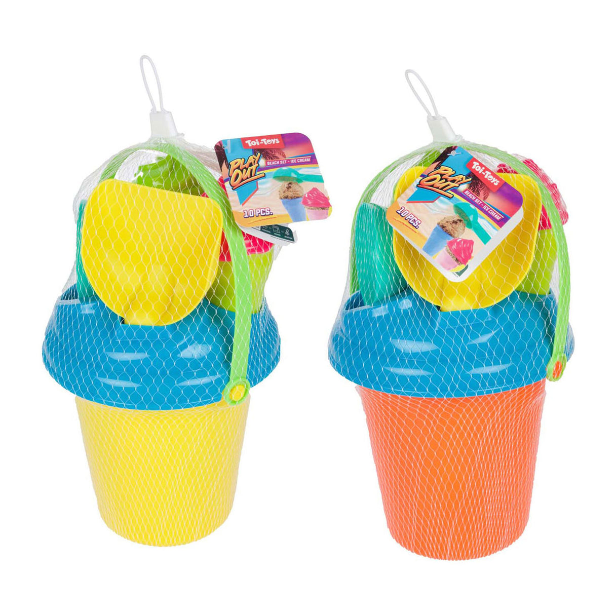 Toi-toys play out set de plage seau et moules à glace, 8 pièces.