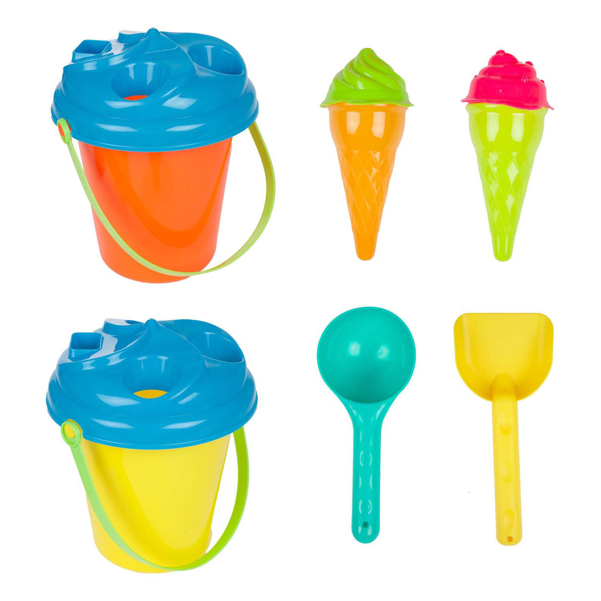 Toi-toys play out set de plage seau et moules à glace, 8 pièces.