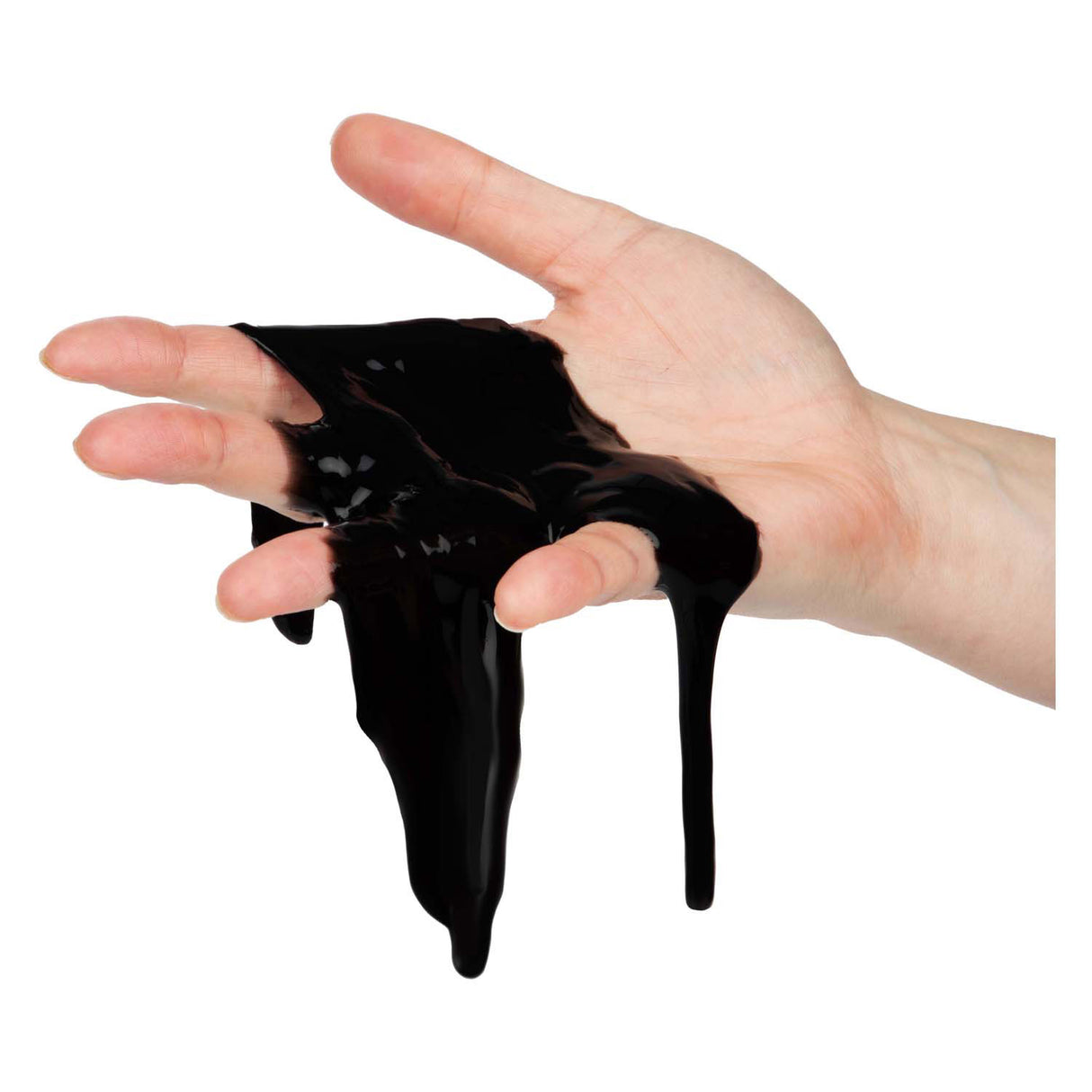 Toi-toys crazy slime slime noir dans un mini baril de pétrole