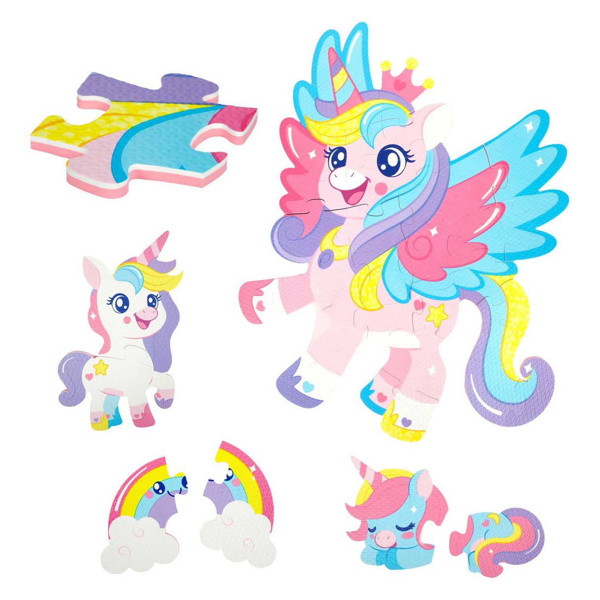 Toi-toys petites étoiles puzzle de sol en mousse licorne, 36 pcs.