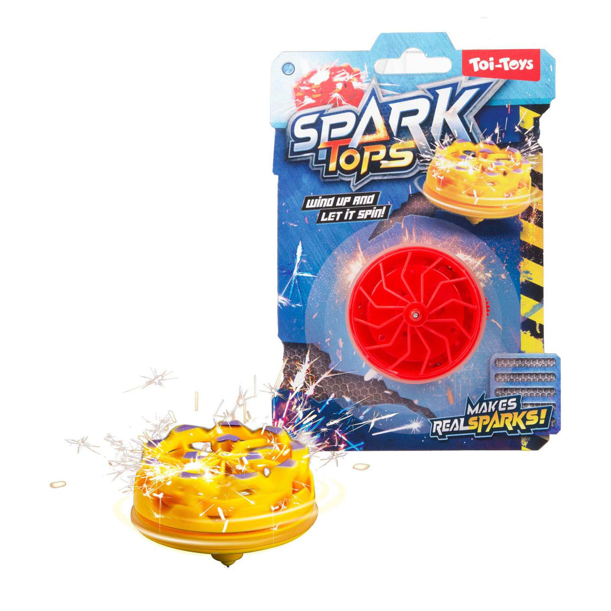 Toi-toys toupie à remontage amusante étincelle avec silex