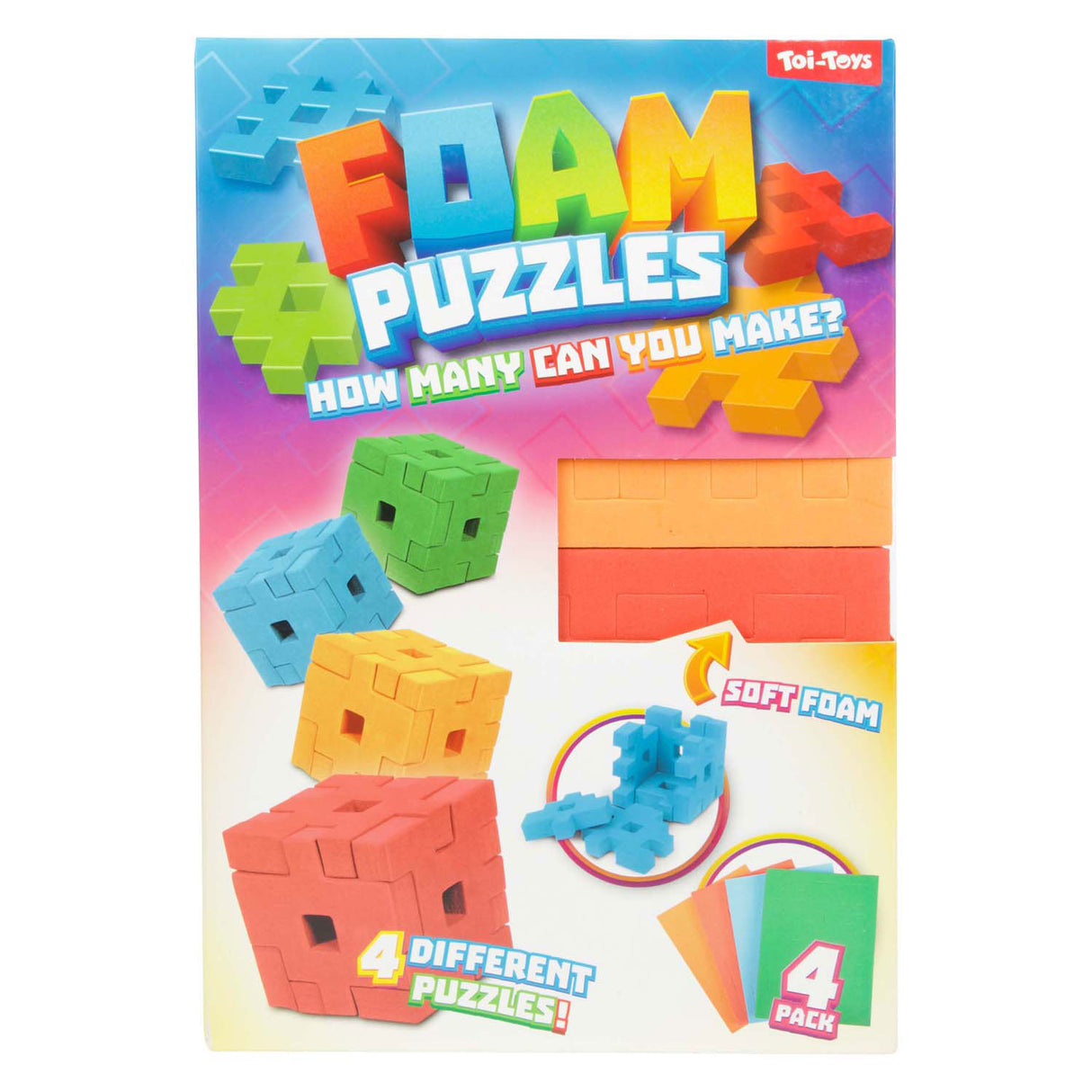Toi-toys puzzle cube en mousse 3d 4 pièces assorties | 6 pièces