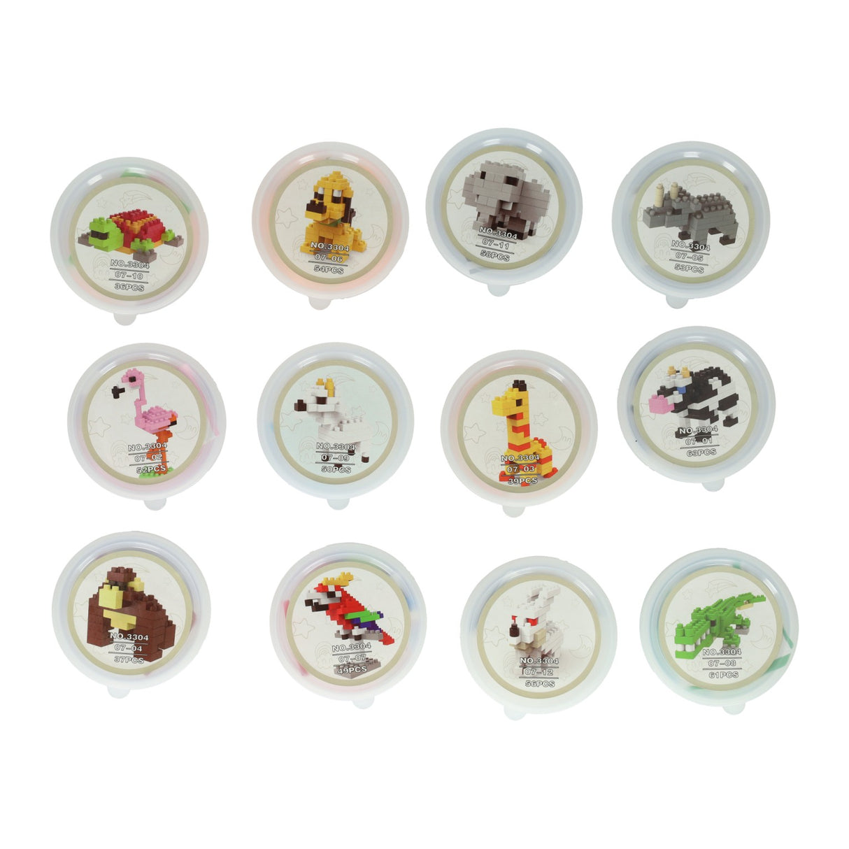 Jono jouets blocs de construction mini animal en pot