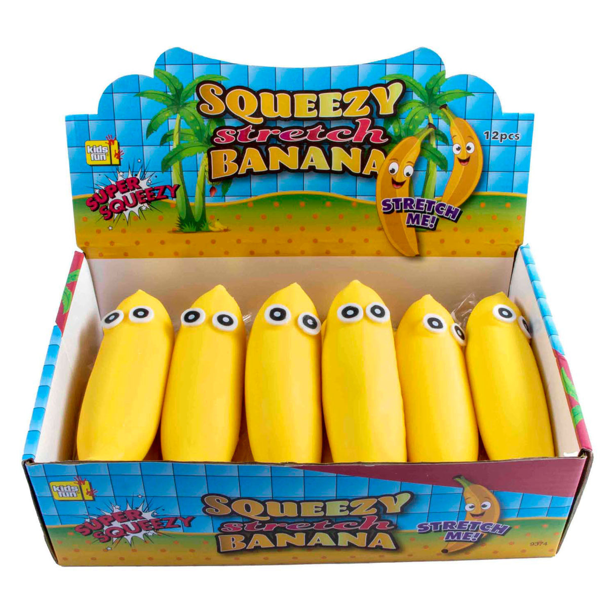 Jono Toys squeeze drôle bananes anti-stress stretch squeeze figure, 12 pcs.
