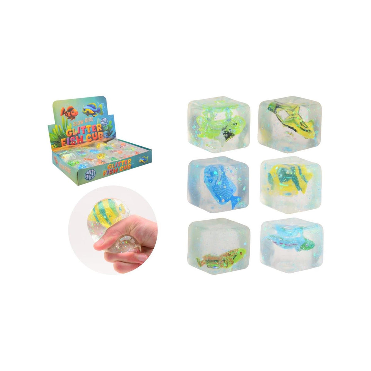 Cube à paillettes à montée lente Johntoy avec poisson