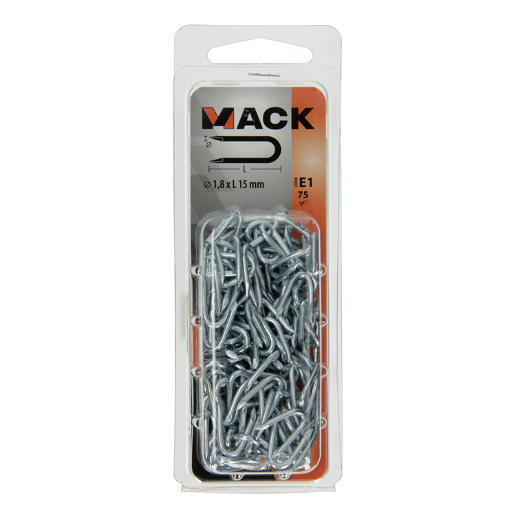Mack 1017207 - kram staal verzinkt 75 gr 1,8 x 15 mm | 5 stuks