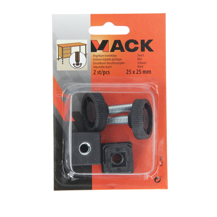 Mack 1047774 - regelbare insteekdop zwart 25 x 25 mm 2 st pcs | 6 stuks