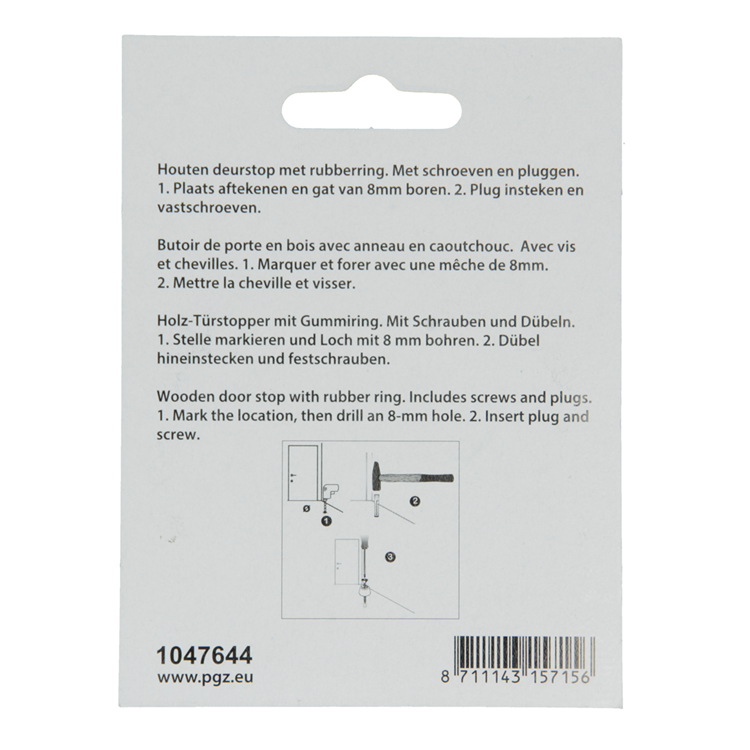 Mack 1047644 - deurstop met rubber hout ø 35 mm 1 st pc | 6 stuks